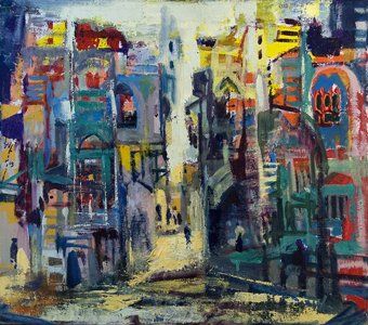 Painting titled "Alley in Jerusalem" by Dan Moran, Original Artwork, Oil