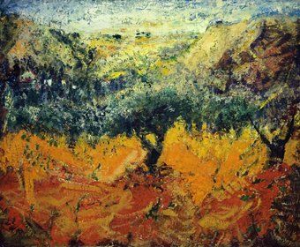 Painting titled "Olive Trees In the…" by Dan Moran, Original Artwork, Oil