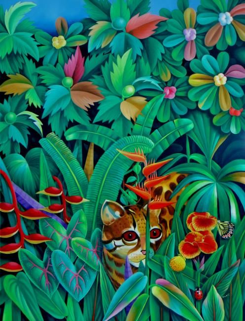 Pittura intitolato "wild series" da Murali Nagapuzha, Opera d'arte originale, Olio