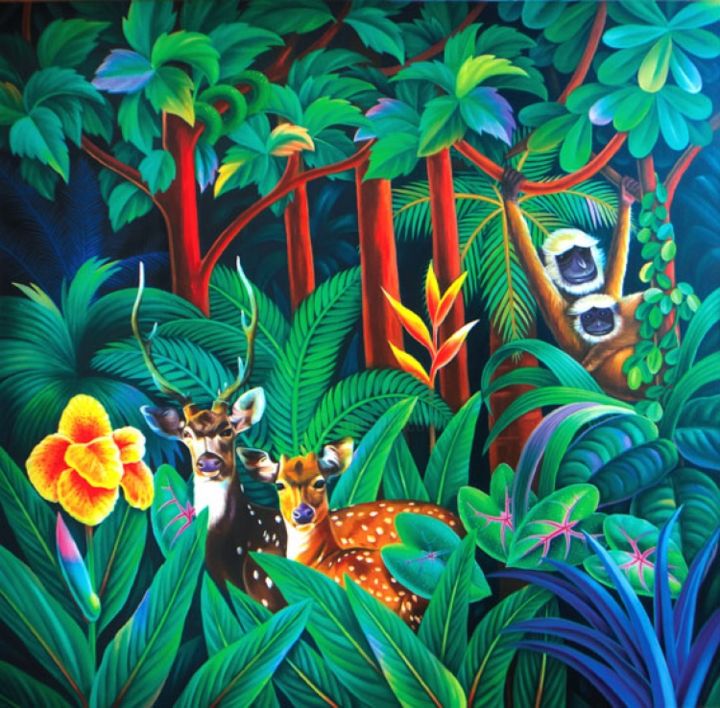Peinture intitulée "wild-series-4x4-low…" par Murali Nagapuzha, Œuvre d'art originale