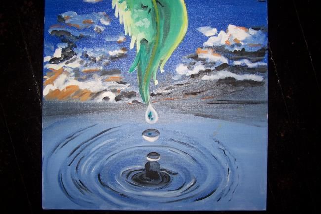 Painting titled "c'est de l'eau" by Nagato, Original Artwork, Oil