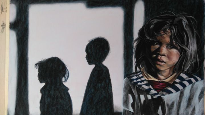 图画 标题为“L'absent” 由Naguib Lotf Katabi, 原创艺术品, 粉彩