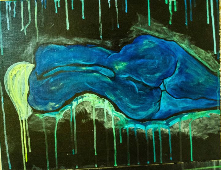 Картина под названием "Blue" - Dina Dar, Подлинное произведение искусства, Акрил