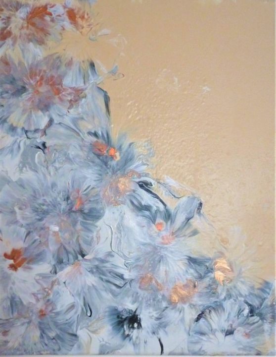 Painting titled "Abstrait des fleurs" by Nagwa Safey, Original Artwork, Acrylic