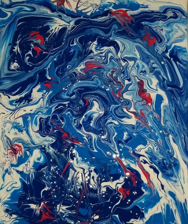 Malerei mit dem Titel "grand-bleu" von Nagwa Safey, Original-Kunstwerk, Acryl
