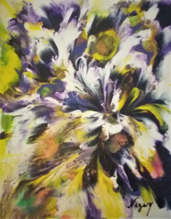 Painting titled "La parade des fleurs" by Nagwa Safey, Original Artwork, Acrylic