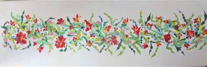 Painting titled "Dentelle florale" by Nagwa Safey, Original Artwork, Acrylic