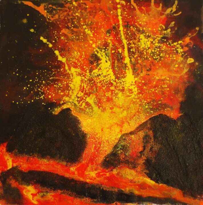 Painting titled "Eruption du piton d…" by Nahalah, Original Artwork