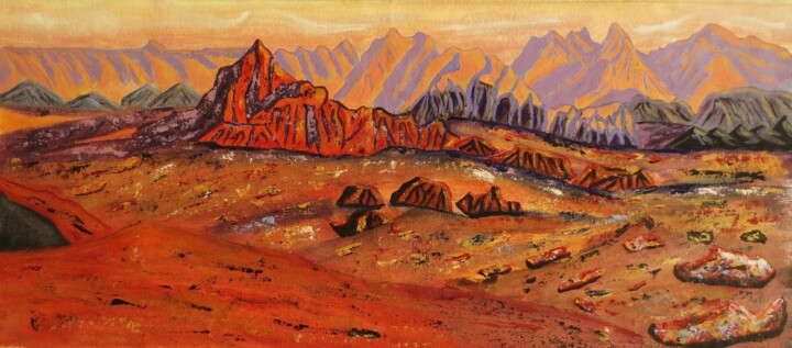 Peinture intitulée "volcan8-17-001.jpg" par Nahalah, Œuvre d'art originale, Huile