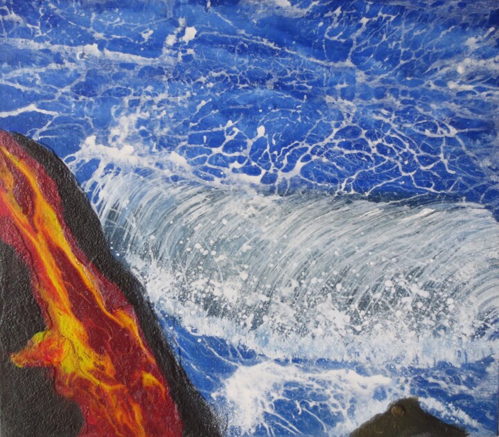 Peinture intitulée "Coulée de lave à la…" par Nahalah, Œuvre d'art originale, Acrylique