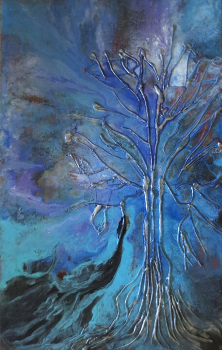 Painting titled "Esprit de l'arbre" by Nahalah, Original Artwork, Acrylic