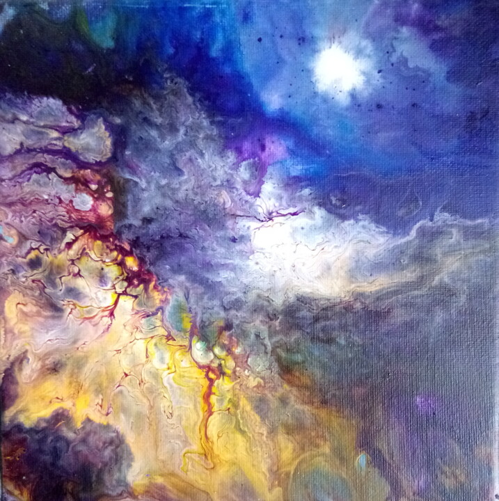 Peinture intitulée "Clair de lune" par Nahalah, Œuvre d'art originale, Acrylique