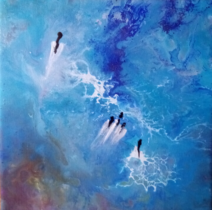 Painting titled "Créatures de l'eau I" by Nahalah, Original Artwork, Acrylic