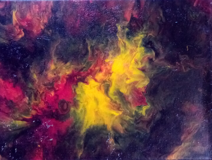 Schilderij getiteld "Déva du feu III" door Nahalah, Origineel Kunstwerk, Acryl