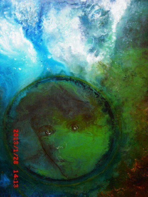 Painting titled "The Moon" by Nahalah, Original Artwork