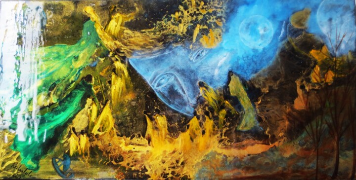 Painting titled "Monde astral" by Nahalah, Original Artwork, Acrylic