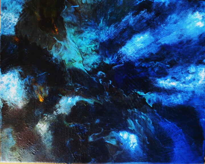 Painting titled "Ange bleu" by Nahalah, Original Artwork