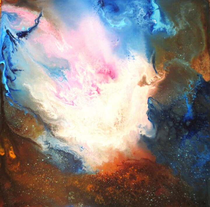 Peinture intitulée "Deep in to the sky" par Nahalah, Œuvre d'art originale, Acrylique