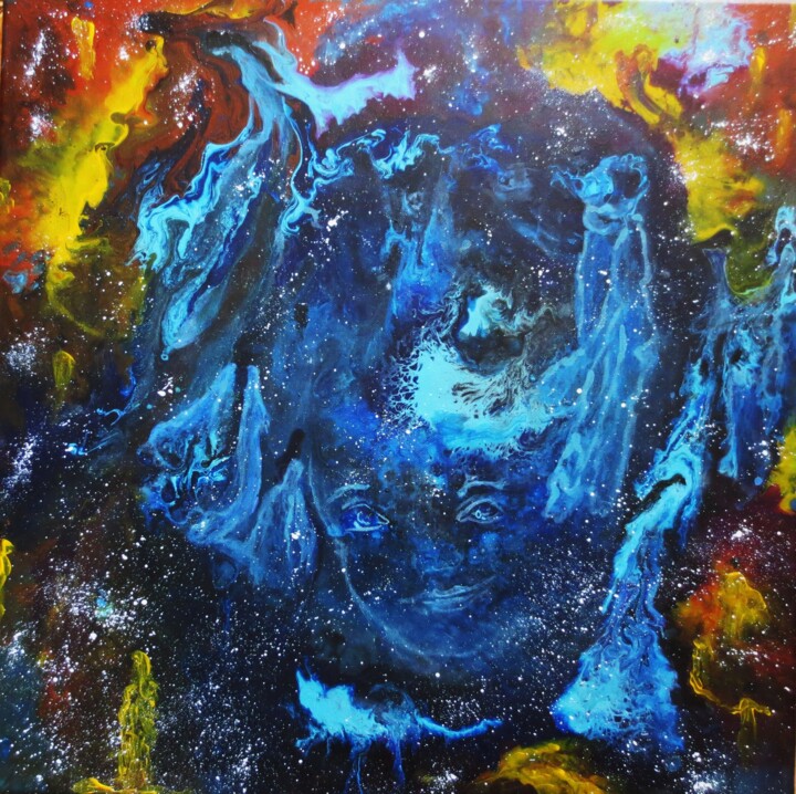 Schilderij getiteld "Are we alone ?" door Nahalah, Origineel Kunstwerk, Acryl