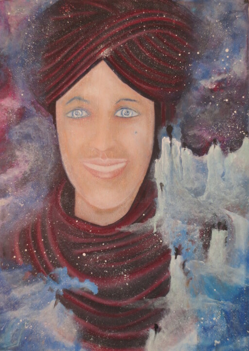 Painting titled "Enfant des étoiles" by Nahalah, Original Artwork, Acrylic