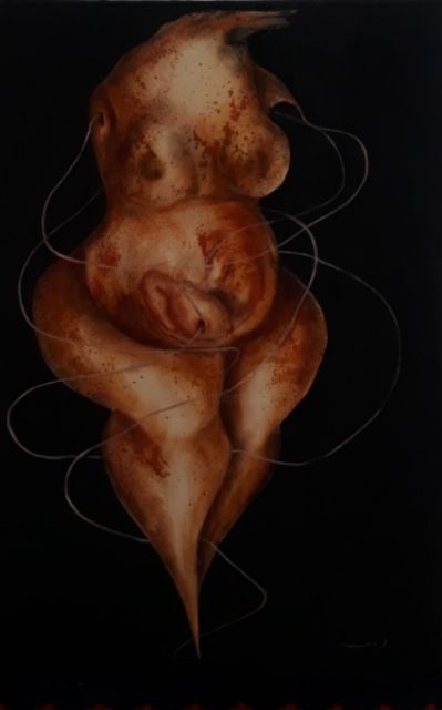 Картина под названием "Woman" - Nahid Tavazoie, Подлинное произведение искусства, Чернила