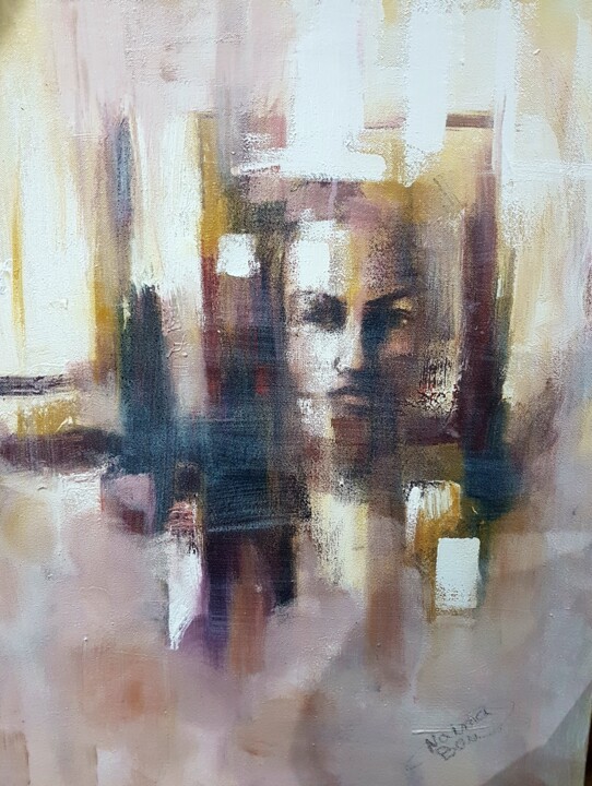Painting titled "Derrière les barrea…" by Naima, Original Artwork, Acrylic