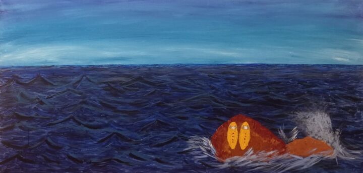Peinture intitulée "Lo que el mar guarda" par Naima Allaoui, Œuvre d'art originale, Acrylique