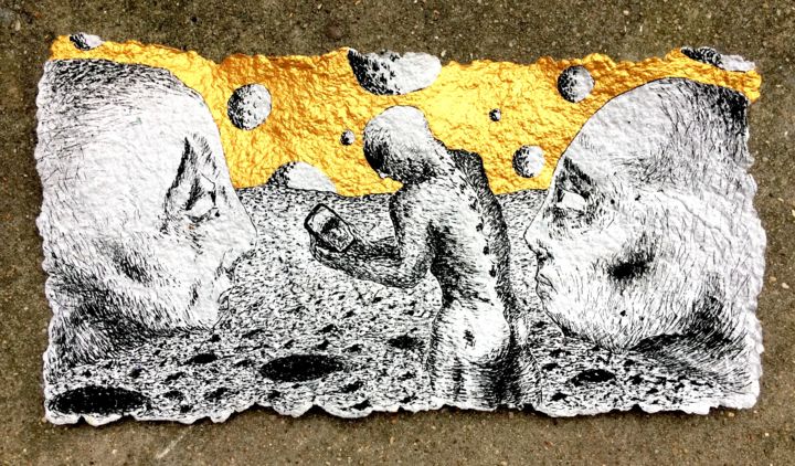 Dibujo titulada "Aveugle de soi-même" por Bertrand Naivin, Obra de arte original, Tinta