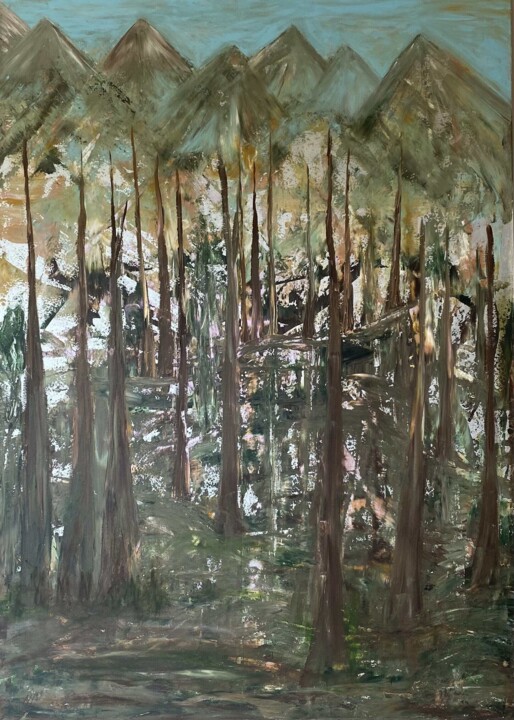 Painting titled "Forêt mystique" by Naji Joseph Hallak, Original Artwork, Acrylic