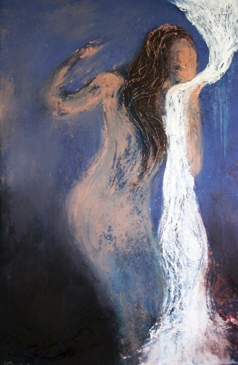 Peinture intitulée "Chanteuse jazz" par Najia Erajai, Œuvre d'art originale, Acrylique