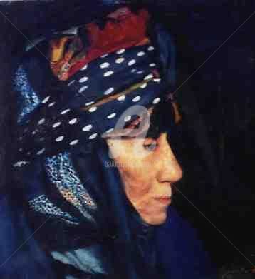 Peinture intitulée "La  tête bérbére" par Najla, Œuvre d'art originale