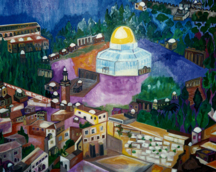 Painting titled "Jérusalem 2" by Betty Najman, Original Artwork, Oil