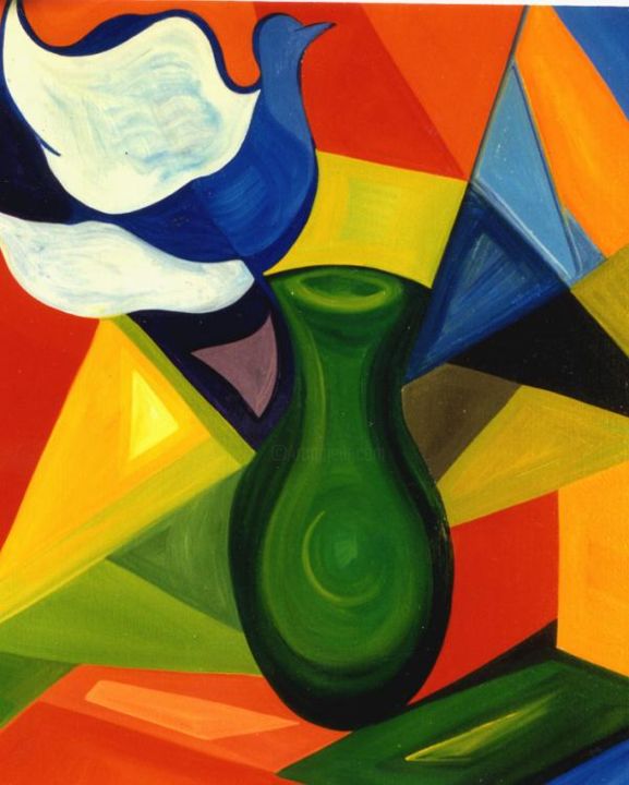 Painting titled "La colombe et le va…" by Betty Najman, Original Artwork