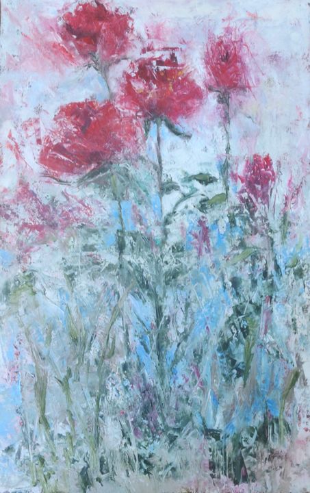 Schilderij getiteld "Flowers" door Natalya Demyanik, Origineel Kunstwerk, Olie