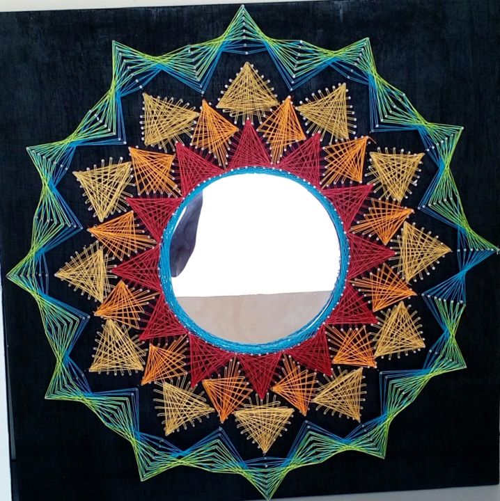 Textielkunst getiteld "mandala" door Awa Diallo, Origineel Kunstwerk, String Art