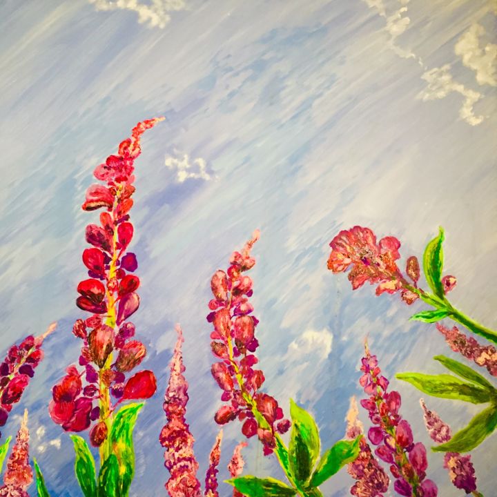 Peinture intitulée "These are lupins" par Julia Nazar, Œuvre d'art originale, Huile