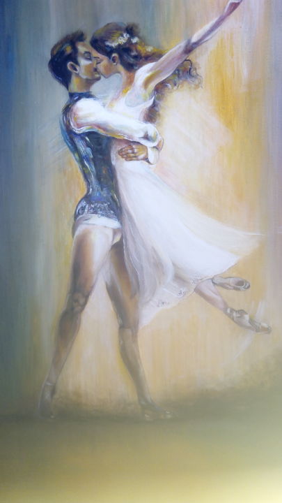 Painting titled "Ballet Kiss" by Athena Georgiadou, Original Artwork, Acrylic