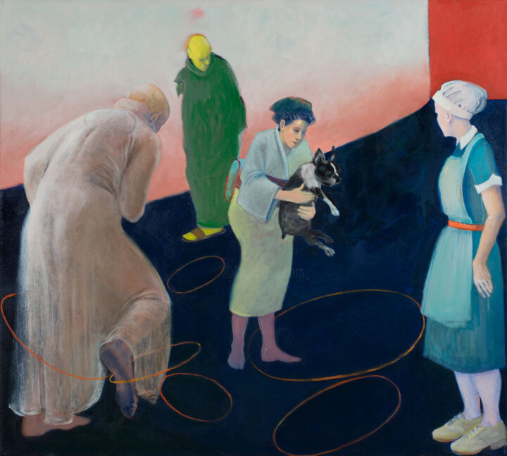 Malerei mit dem Titel "The Ring Game" von Nancee Clark, Original-Kunstwerk, Öl