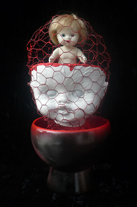 Sculpture titled "Enfant intérieur" by Nancy Cardinal, Original Artwork, Mixed Media