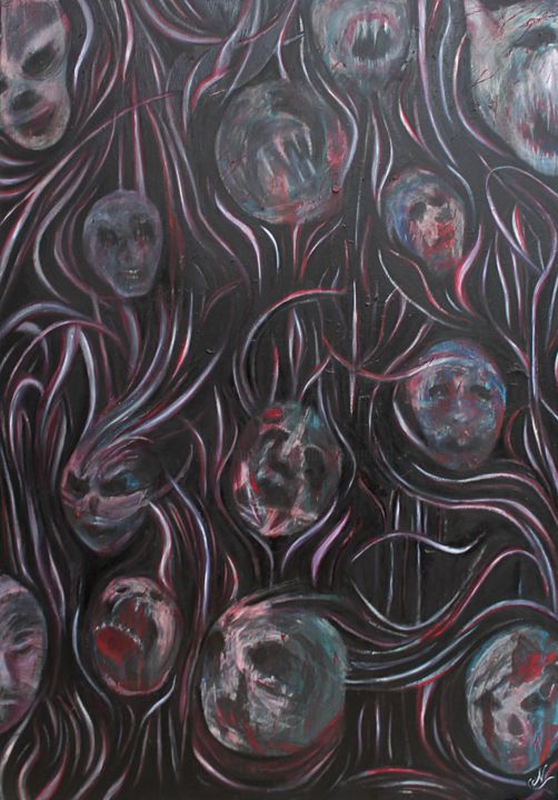 Peinture intitulée "Ectoplasmes" par Nancy Cardinal, Œuvre d'art originale, Huile