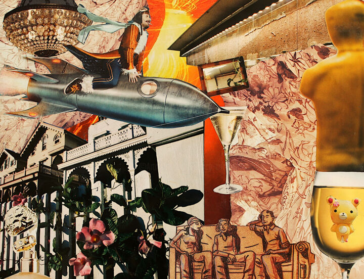 Collages intitulée "Rêve étrange 21" par Nancy Cardinal, Œuvre d'art originale, Collages