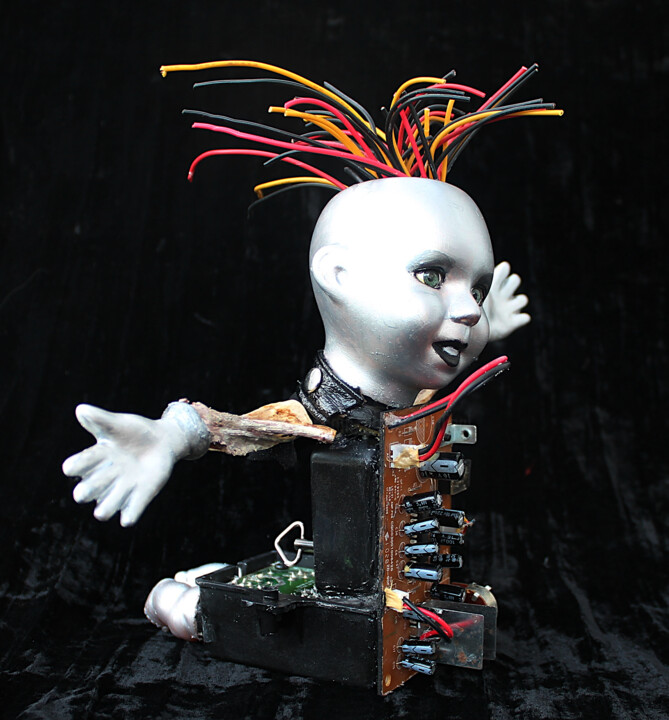 Rzeźba zatytułowany „Le petit transhuman…” autorstwa Nancy Cardinal, Oryginalna praca, Plastik