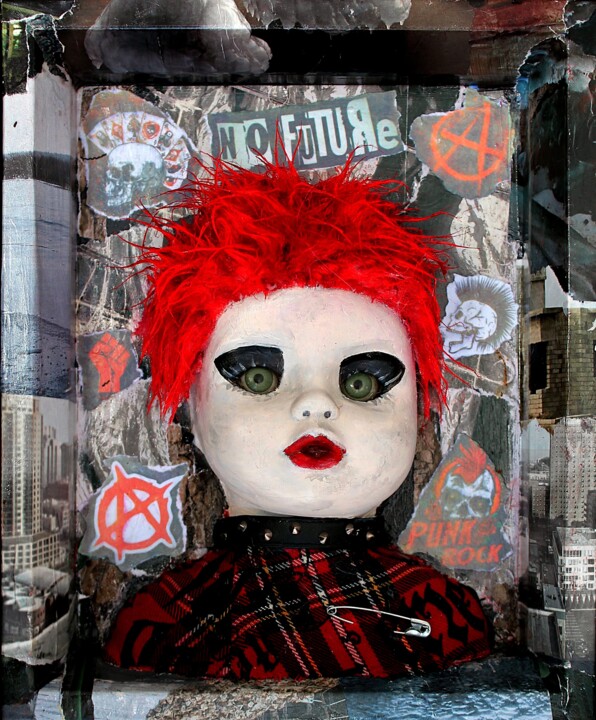 Sculpture titled "Baby Punk" by Nancy Cardinal, Original Artwork, Plastic