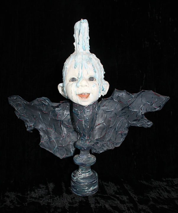 Skulptur mit dem Titel "Bébé nocturne" von Nancy Cardinal, Original-Kunstwerk, Gemischte Medien
