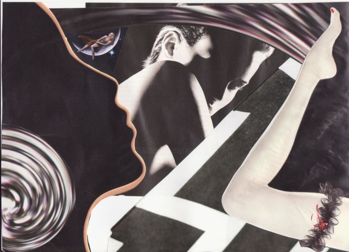 Collages intitulée "Noir et Blanc" par Nancy Cardinal, Œuvre d'art originale, Collages