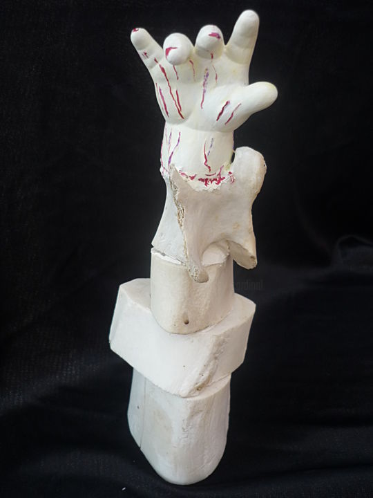 Sculpture titled "Help..." by Nancy Cardinal, Original Artwork, Mixed Media