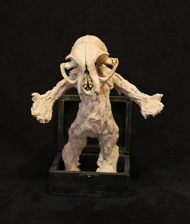 Sculpture intitulée "Petit monstre" par Nancy Cardinal, Œuvre d'art originale, Bois