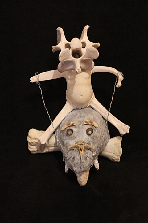 Sculpture intitulée "Bébé vertèbre tenta…" par Nancy Cardinal, Œuvre d'art originale, Techniques mixtes