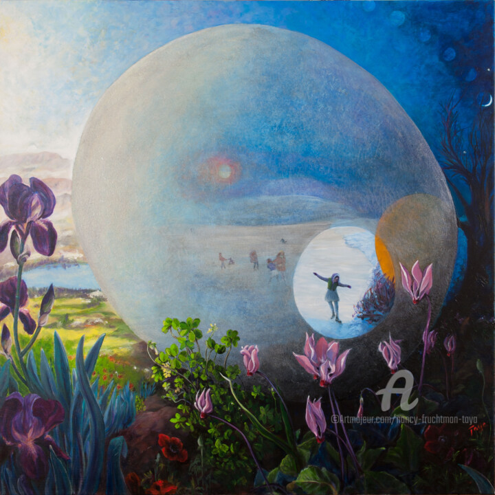 Peinture intitulée "winter egg" par Nancy Fruchtman (Taya), Œuvre d'art originale, Acrylique Monté sur artwork_cat.