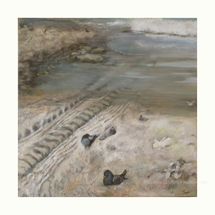 Painting titled "beach-birds-3.jpg" by Nancy Fruchtman (Taya), Original Artwork, Acrylic